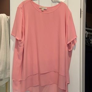 3x Michael Kors pink double hem splint back blouse